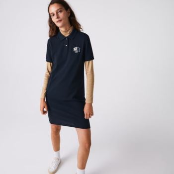 Lacoste Badge Polo Dress - Šaty Dámské Tmavě Blankyt Blankyt | CZ-LrgBG7